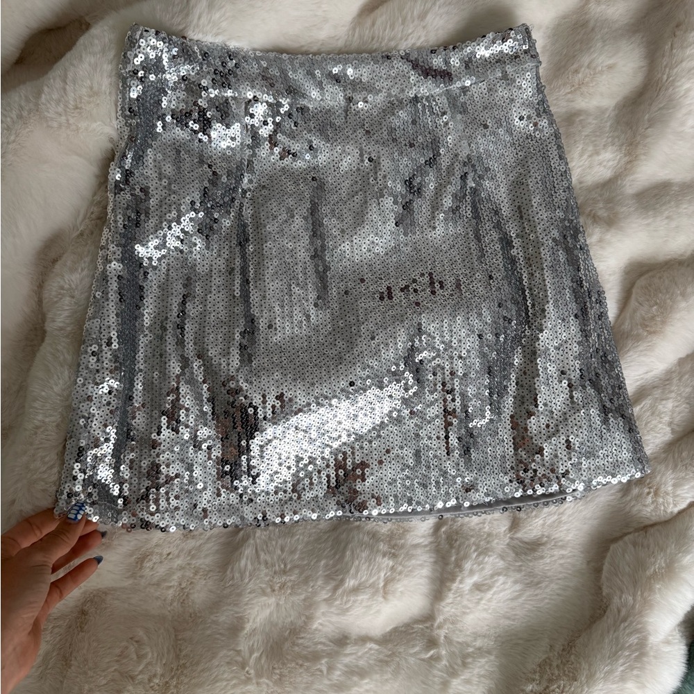 Blue B Silver Sequin Mini Skirt